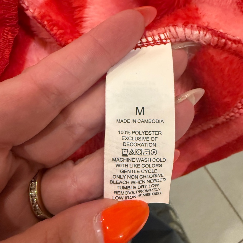 kate spade Red and Pink Striped Plush Robe - Picture 5 of 7